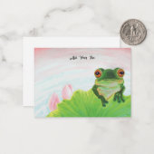 Groene Kikker die Gepersonaliseerd opnieuw plaatse Notitiekaartje (Voorkant / Achterkant in situ)