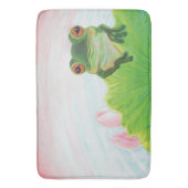 Groene kikker die zich in de vijver bevindt badmat (Voorkant Verticaal)