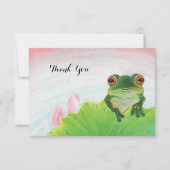 Groene kikker die zich in de vijver bevindt bedankkaart (Voorkant)