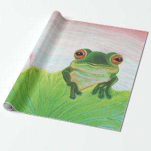 Groene kikker die zich in de vijver bevindt cadeaupapier