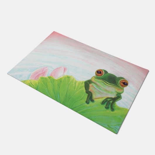 Groene kikker die zich in de vijver bevindt deurmat (Schuin)