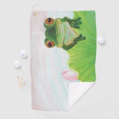 Groene kikker die zich in de vijver bevindt golfhanddoek (Insitu)