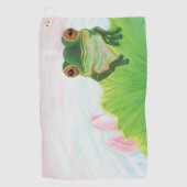 Groene kikker die zich in de vijver bevindt golfhanddoek (Voorkant)