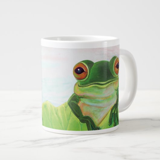 Groene kikker die zich in de vijver bevindt grote koffiekop (Voorkant rechts)