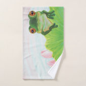 Groene kikker die zich in de vijver bevindt handdoek (Handdoek)