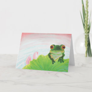 Groene kikker die zich in de vijver bevindt kaart