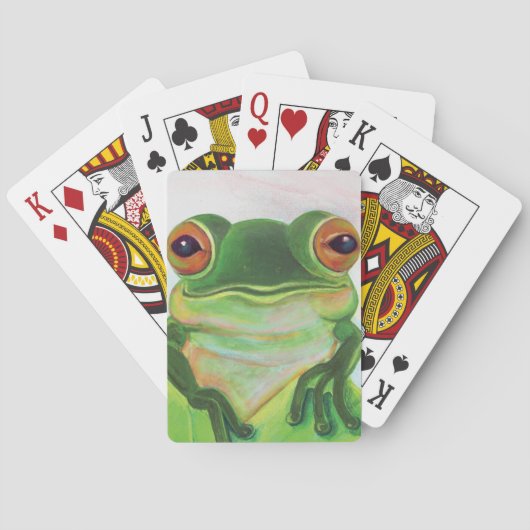 Groene kikker die zich in de vijver bevindt pokerkaarten (Achterkant)