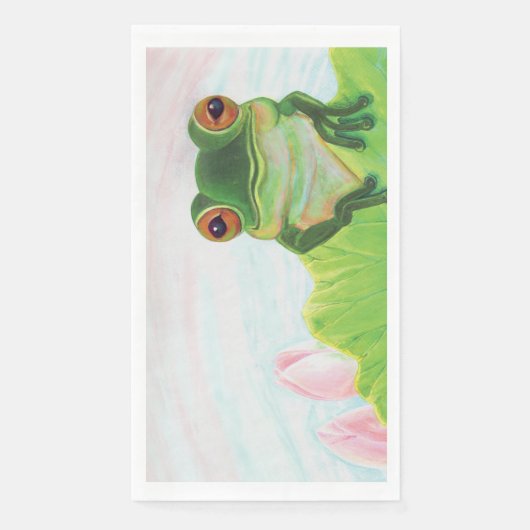 Groene kikker die zich in de vijver bevindt servet (Voorkant)