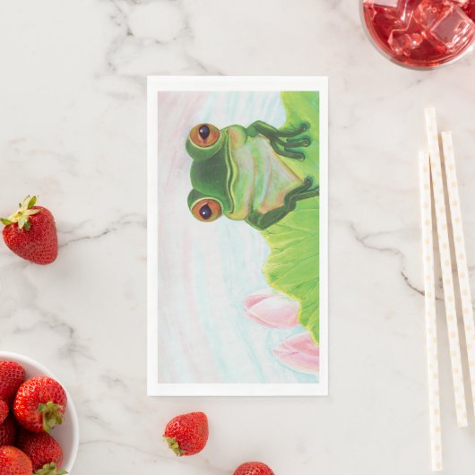 Groene kikker die zich in de vijver bevindt servet (Insitu)