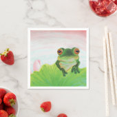 Groene kikker die zich in de vijver bevindt servet (Insitu)