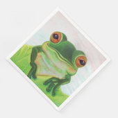 Groene kikker die zich in de vijver bevindt servet (Hoek)