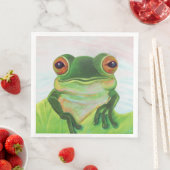 Groene kikker die zich in de vijver bevindt servet (Insitu)