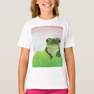 Groene kikker die zich in de vijver bevindt t-shirt