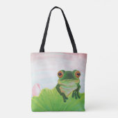 Groene kikker die zich in de vijver bevindt tote bag (Achterkant)