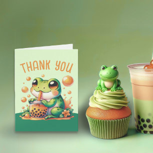 Groene kikker Drink Sinaasappel Boba Bedankkaart