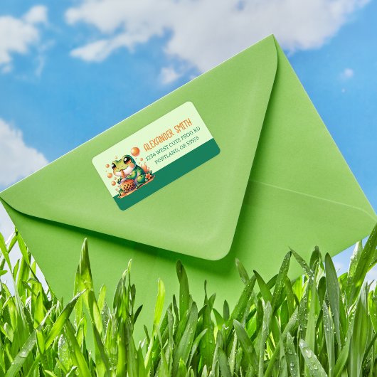 Groene kikker Drink Sinaasappel Boba Etiket