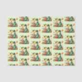 Groene kikker Drink Sinaasappel Boba Pattern Tissuepapier (Voorkant)