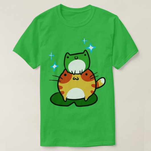 Groene Kikker en Oranje Tabby Kikker T-shirt (Design voorkant)