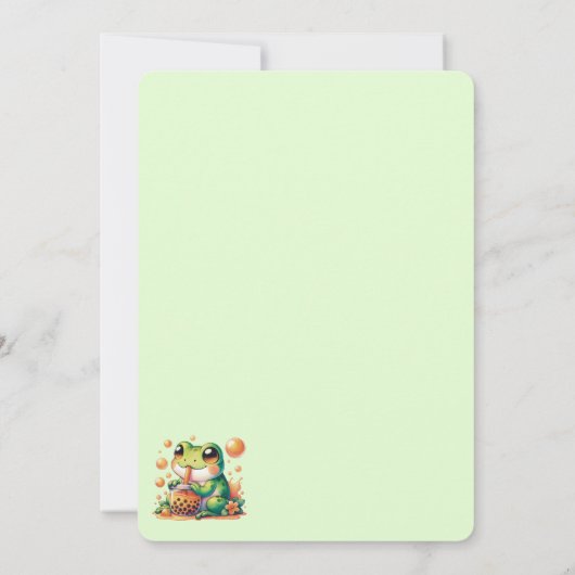 Groene kikker en Sinaasappel Boba Bubble Tea Party Kaart (Achterkant)