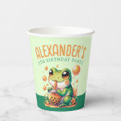 Groene kikker en Sinaasappel Boba Bubble Tea Party Papieren Bekers (Achterkant)
