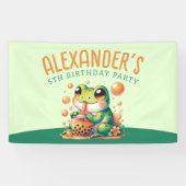 Groene kikker en Sinaasappel Boba Bubble Tea Party Spandoek (Horizontaal)