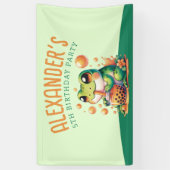 Groene kikker en Sinaasappel Boba Bubble Tea Party Spandoek (Verticaal)