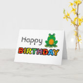 Groene kikker gelukkige verjaardag kaart (Gele Bloem)