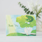 Groene kikker genieten van zonnestralen illustrati bedankkaart (Staand voorkant)