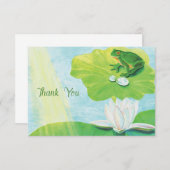 Groene kikker genieten van zonnestralen illustrati bedankkaart (Voorkant / Achterkant)