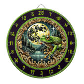 Groene kikker gloeit met gouden elegantie dartbord (Voorkant)