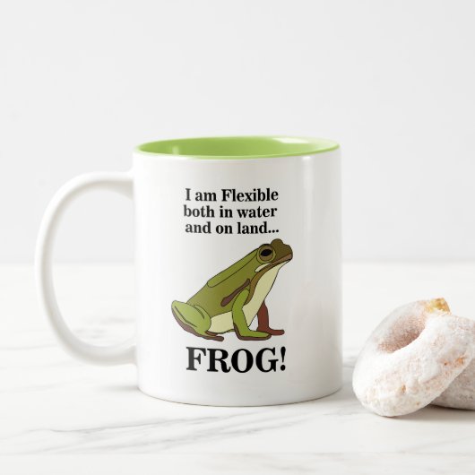 Groene kikker grappig tweekleurige koffiemok (Met donut)