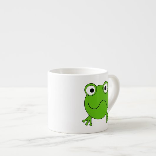 Groene kikker. Het ziet er verwarrend uit. Espresso Kop (Voorkant rechts)