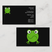 Groene kikker. Het ziet er verwarrend uit. Visitekaartje (Voorkant / Achterkant)