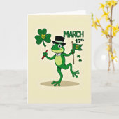 Groene Kikker Ierse Harp Kaart (Gele Bloem)