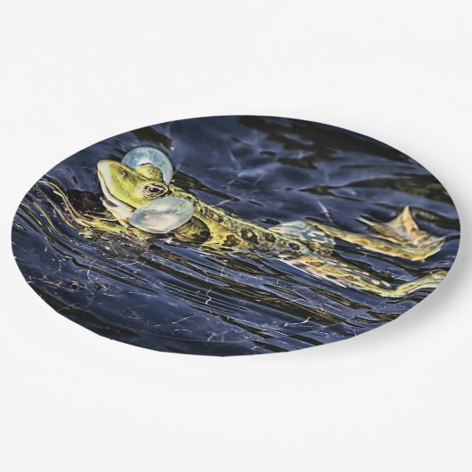 Groene Kikker in de Pond Papieren Bordje (Gekanteld)