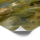 Groene kikker in laagwater Acrylverf Perfect Poster (Hoek)