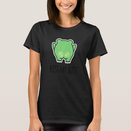 Groene kikker kus mijn kont t-shirt (Voorkant)