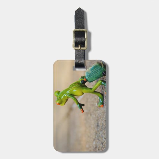 Groene kikker met Bagagelabel in de koffer (Voorkant verticaal)