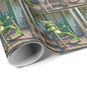 Groene kikker met een bierfles cadeaupapier (Rol Hoek)