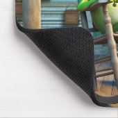 Groene kikker met een bierfles muismat (Hoek)