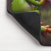 Groene kikker met een roze madeliefje muismat (Hoek)