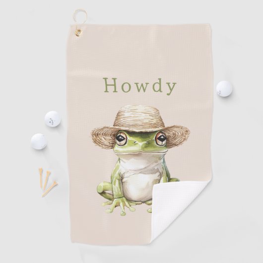 Groene kikker met hoed golfhanddoek (Insitu)
