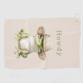 Groene kikker met hoed golfhanddoek (Horizontaal)