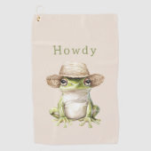 Groene kikker met hoed golfhanddoek (Voorkant)