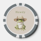 Groene kikker met hoed poker chips (Voorkant)