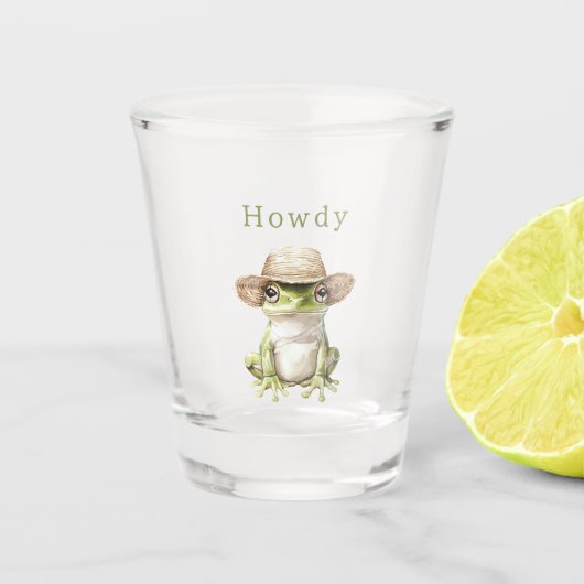 Groene kikker met hoed shot glas (Voorkant)