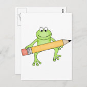 Groene kikker met potloodT-shirts en cadeaus Briefkaart (Voorkant / Achterkant)