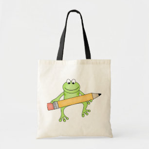 Groene kikker met potloodT-shirts en cadeaus Tote Bag
