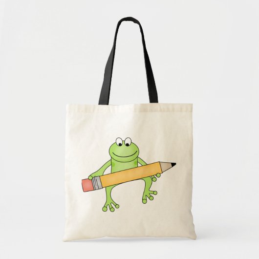 Groene kikker met potloodT-shirts en cadeaus Tote Bag (Voorkant)