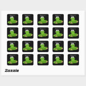 Groene kikker met uitpuilende ogen vierkante sticker (Vel)